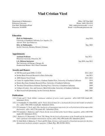 Curriculum Vitae - Department of Mathematics - Princeton University