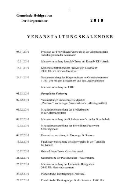 Veranstaltungskalender 2010 - Heidgrabener Sportverein von 1949 ...