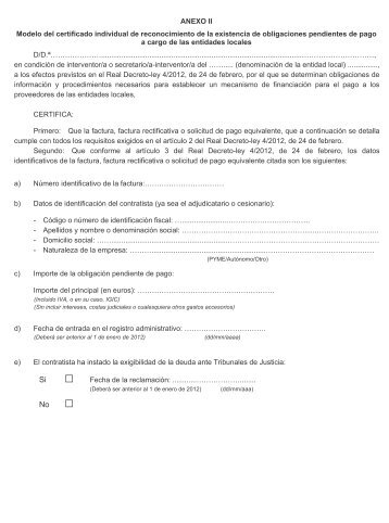 ANEXO II Modelo del certificado individual de reconocimiento de la ...