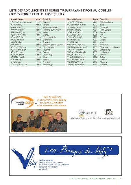 Rapport annuel 2011 - Les Tireurs Vaudois