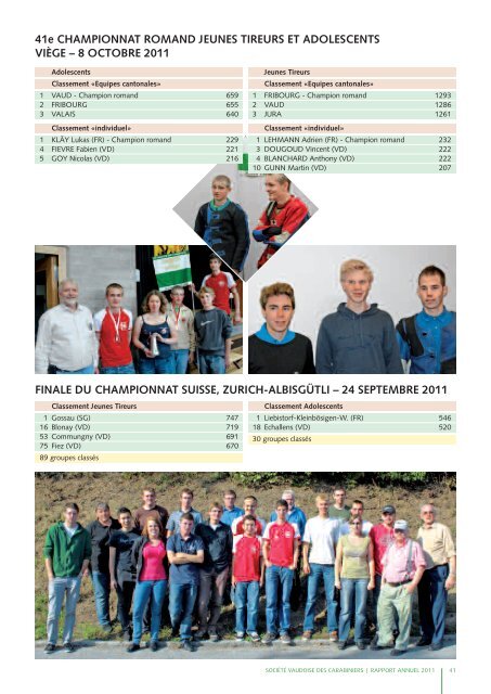 Rapport annuel 2011 - Les Tireurs Vaudois