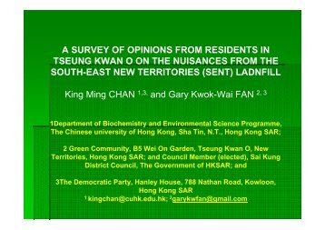 A SURVEY OF OPINIONS FROM RESIDENTS IN TSEUNG KWAN O ...