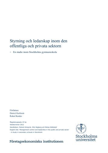 Styrning och ledarskap inom den offentliga och privata sektorn