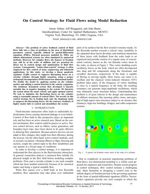 On Control Strategy for Fluid Flows using Model Reduction - Ibcast