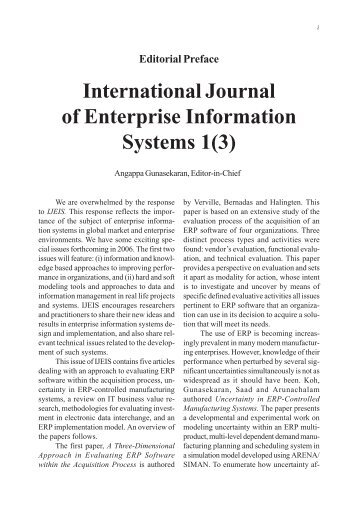 International Journal of Enterprise Information Systems 1(3)