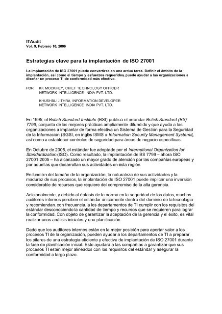 Estrategias clave para la implantaciÃ³n de ISO 27001 - ISO27000.es