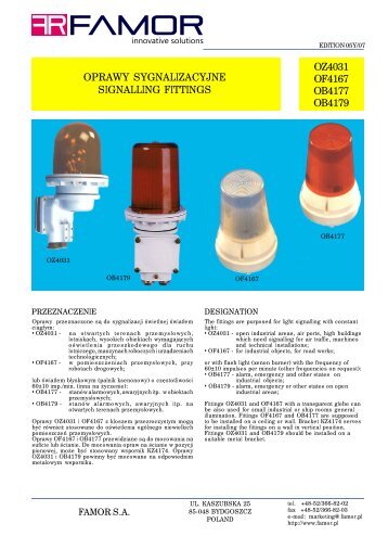 oprawy sygnalizacyjne signalling fittings oz4031 of4167 ... - Famor