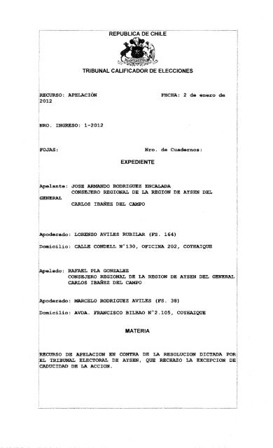 1 - Tribunal Calificador de Elecciones