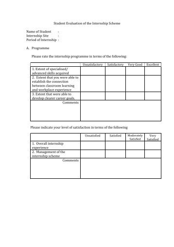 Internship student evaluation form