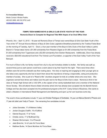 Download Press Release (PDF) - Boys & Girls Clubs of the East Valley