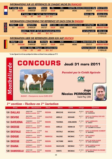 Catalogue du concours MontbÃ©liard - Web-agri