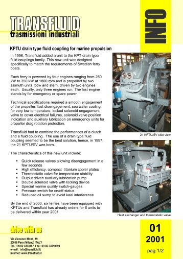 KPTU drain type fluid coupling for marine propulsion - Transfluid