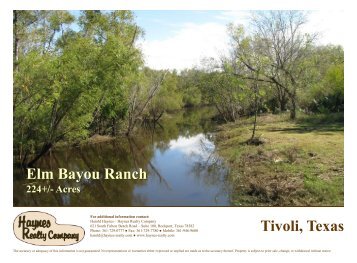 Elm Bayou Ranch Elm Bayou Ranch Tivoli, Texas ... - Haynes Realty