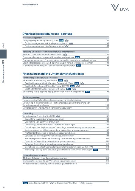 DVA Bildungsprogramm 2012 - BWV