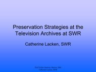 Preservation Strategies at the Television Archives at SWR - RedIRIS