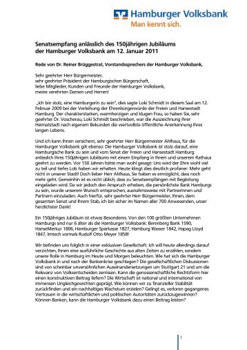 Rede von Dr. Reiner Brüggestrat ... - Hamburger Volksbank