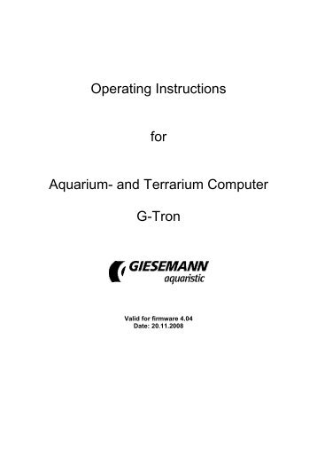 Operating Instructions for Aquarium- and Terrarium ... - Giesemann