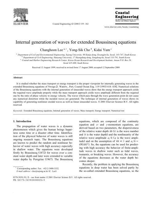 Internal generation of waves for extended Boussinesq equations