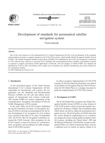 Development of standards for aeronautical satellite navigation system