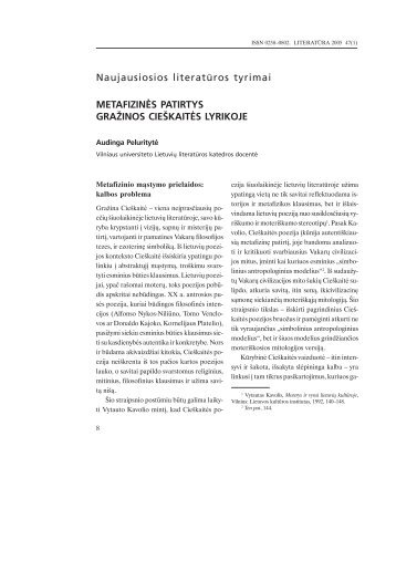 Full text in Lithuanian - Literatūra - Vilniaus universitetas