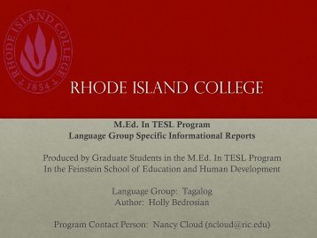 Tagalog: An Official Language of the Phillipines - RITELL