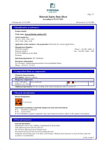 Material Safety Data Sheet - HARKE Group