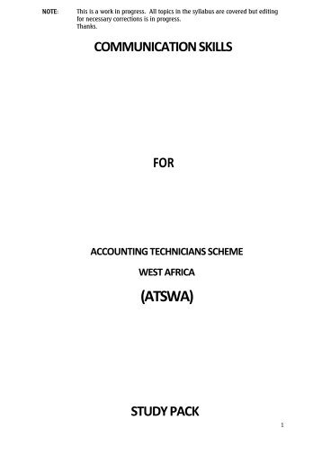 ATSWA Study Pack - Communication Skills - The Institute of ...