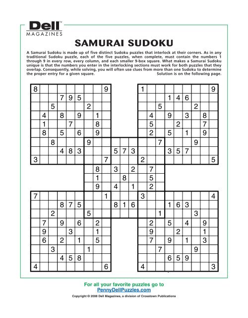 Samurai Sudoku_Static - PennyDellPuzzles