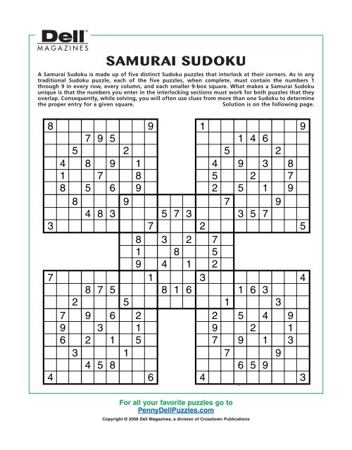 Samurai sudoku puzzles to play online