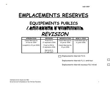 liste des emplacements reserves pour voirie - La Seyne-sur-Mer