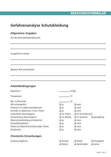 Gefahrenanalyse Schutzkleidung - Hartlmaier.de