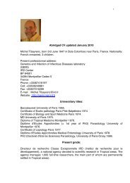 Abridged CV updated January 2010 Michel Tibayrenc, born ... - IRD