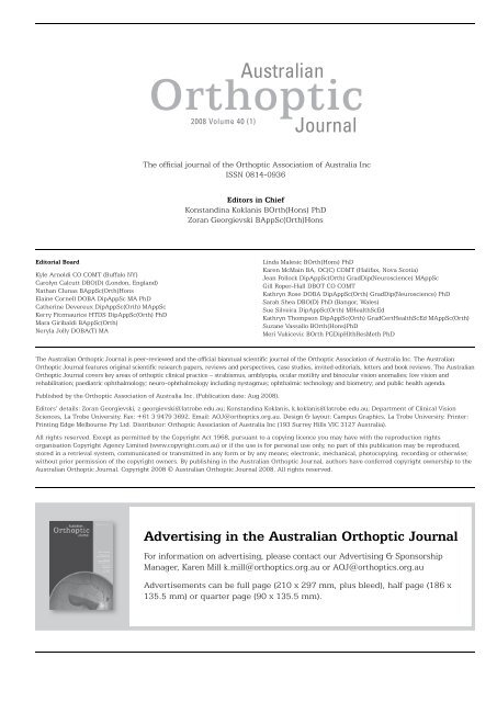 Advertising in the Australian Orthoptic Journal - International ...