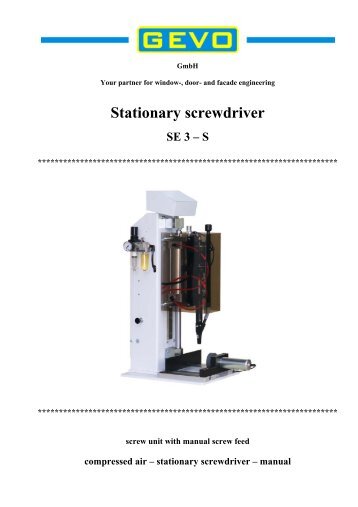 Stationary screwdriver SE 3 - S - GEVO GmbH