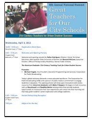 Great Teachers for Our City Schools 2013 FINAL Program