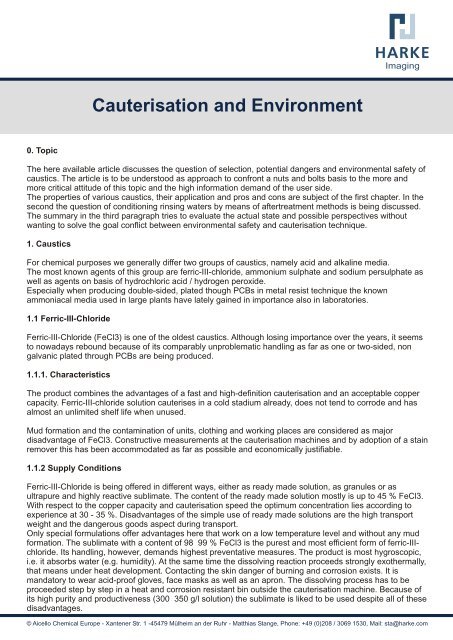 Cauterisation and Environment - HARKE Group