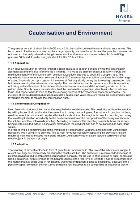 Cauterisation and Environment - HARKE Group