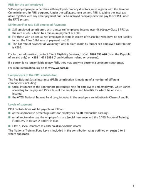 PRSI contribution rates and user guide from 1 January ... - Welfare.ie