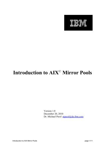 Introduction to AIX Mirror Pools - Waldemar Mark Duszyk