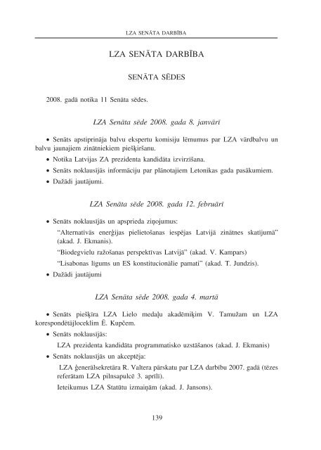 LZA gadagrÄmata 2009 - Latvijas ZinÄtÅu AkadÄmija