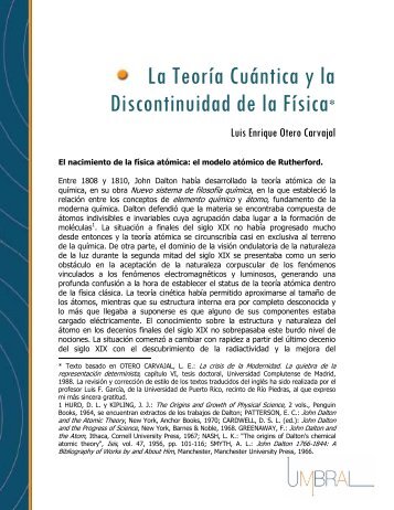 La Teoria Cuantica y la Discontinuidad de la Fisica Otero ... - Umbral