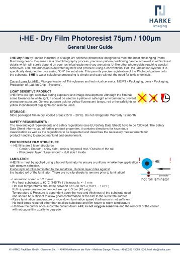 i-HE - Dry Film Photoresist 75Âµm / 100Âµm General User Guide