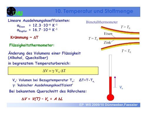 14. Vorlesung EP II. WÃ¤rmelehre 10. Temperatur und Stoffmenge 11 ...