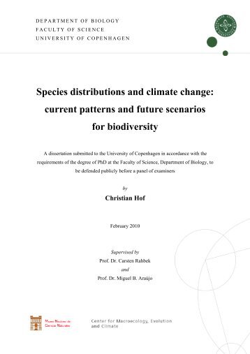 Species distributions and climate change: - Biologisk Institut