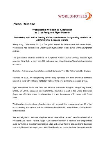 Press Release - Worldhotels