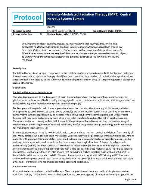 Intensity-Modulated Radiation Therapy (IMRT): Central Nervous ...