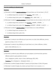 Analyse combinatoire 1 Exercices (problÃ¨mes de dÃ©nombrement ...