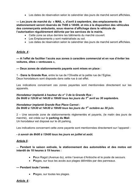 arrete n° 136/2010 reglementant le stationnement - La Couarde
