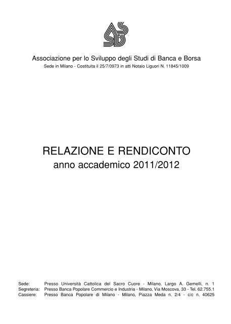 Relazione Annuale Assbb