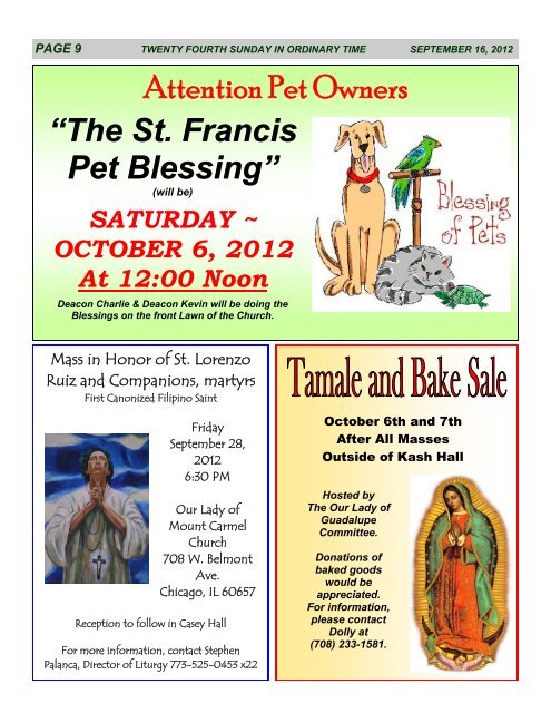 Pet Blessing - Saint Fabian Catholic Church